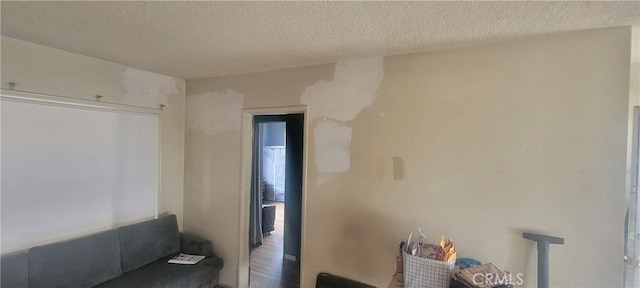 interior space with a textured ceiling