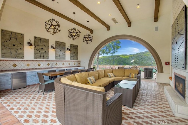 view of patio with visible vents and an outdoor living space