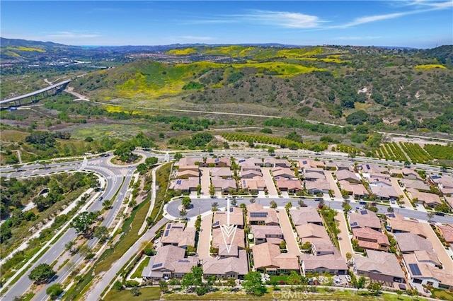 aerial view featuring a residential view and a mountain view
