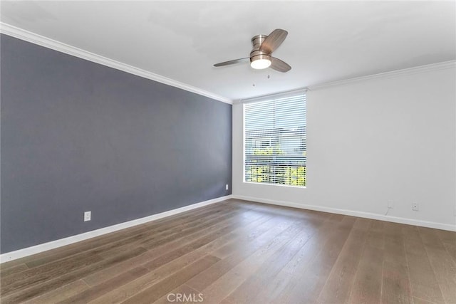 7320 Hawthorn Ave Unit 102, Los Angeles, CA 90046 - empty room with ornamental molding, a ceiling fan, and wood finished floors