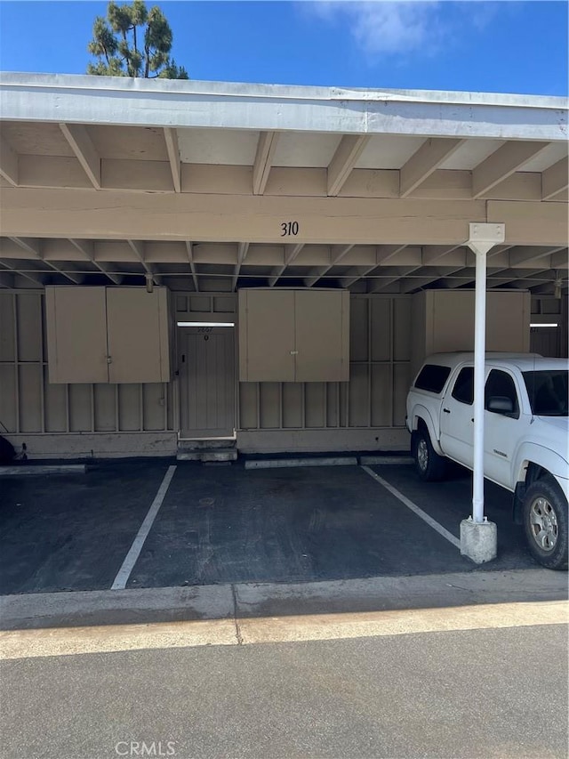 view of covered parking lot