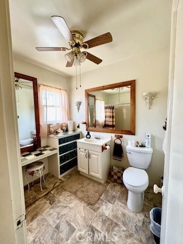 5214 Golden Ave, Riverside, CA 92505 - full bath featuring vanity, ceiling fan, and toilet