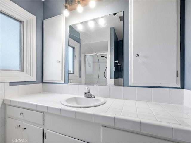 449 Highland Ave, Barstow, CA 92311 - bathroom with vanity and a stall shower