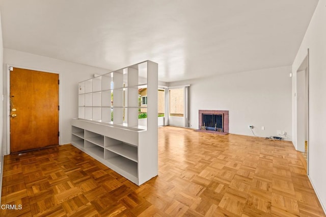 interior space with a fireplace