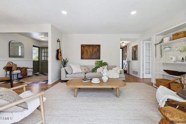 921 Topaz Ct, Ojai, CA 93023 - living area with recessed lighting, visible vents, and wood finished floors