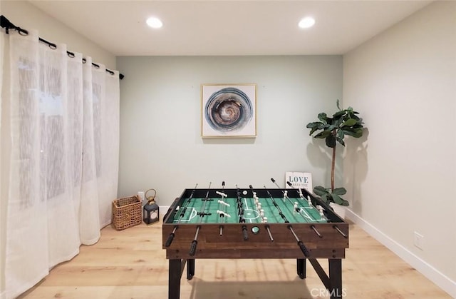 1427 N Cannon St, Orange, CA 92869 - playroom with recessed lighting, baseboards, and wood finished floors