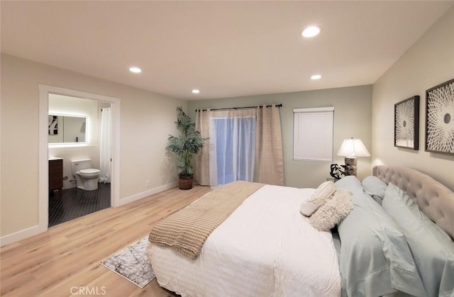 1427 N Cannon St, Orange, CA 92869 - bedroom featuring recessed lighting, baseboards, ensuite bath, and wood finished floors