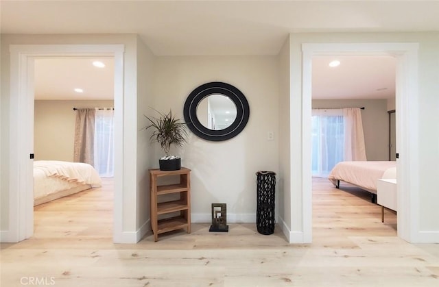 1427 N Cannon St, Orange, CA 92869 - hallway with recessed lighting, baseboards, and wood finished floors