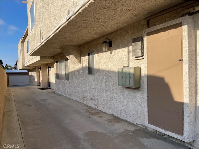 view of home's exterior with stucco siding