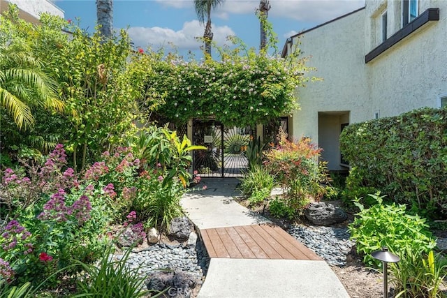 exterior space with stucco siding