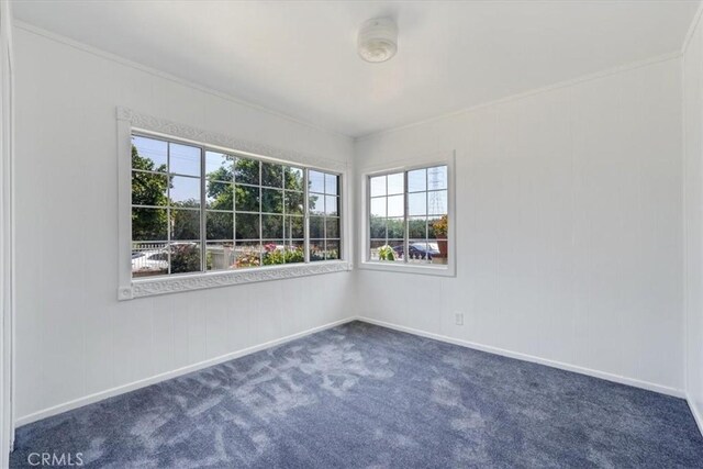 9451 Canterbury Ave, Arleta, CA 91331 - unfurnished room featuring dark carpet, baseboards, and ornamental molding