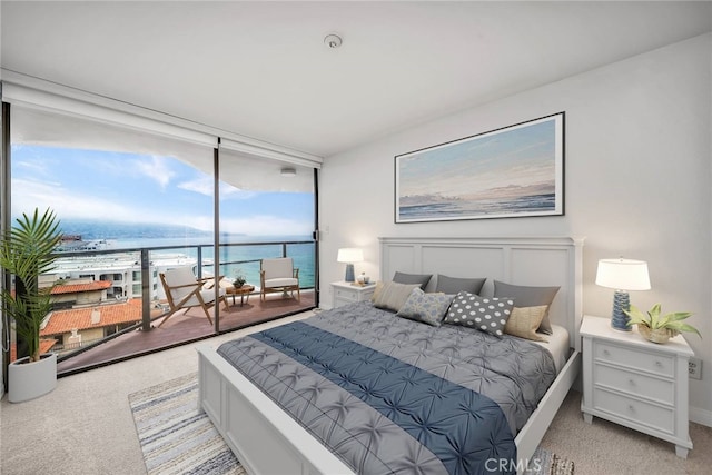 531 Esplanade Unit 714, Redondo Beach, CA 90277 - bedroom featuring carpet flooring, a water view, and expansive windows