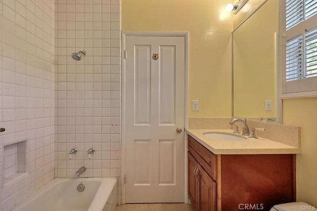 bathroom featuring vanity and shower / bathtub combination