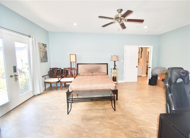 11331 Chapman Ave, Garden Grove, CA 92840 - bedroom with french doors, access to outside, multiple windows, and recessed lighting