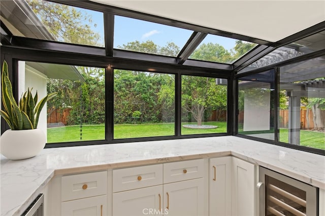 interior space with beverage cooler