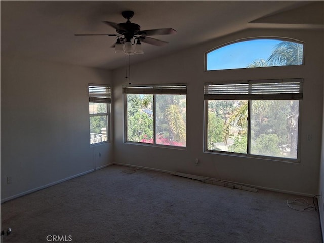 33 Corte Rivera, Lake Elsinore, CA 92532 - carpeted empty room featuring a ceiling fan, baseboards, and lofted ceiling