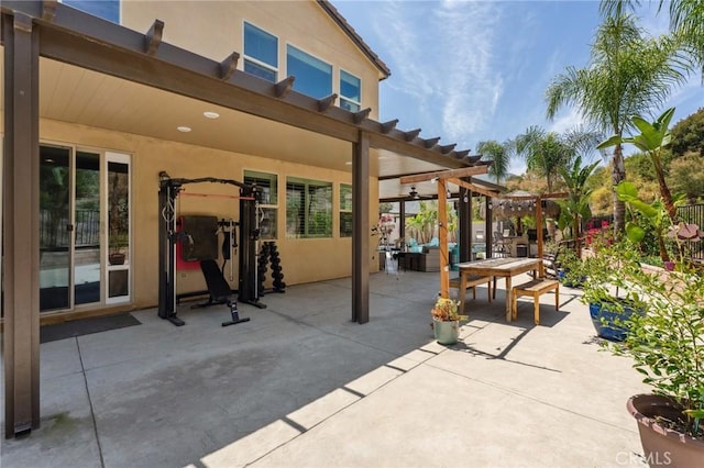 view of patio featuring a pergola