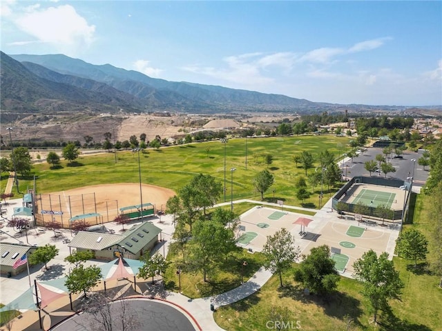 aerial view of a mountain backdrop