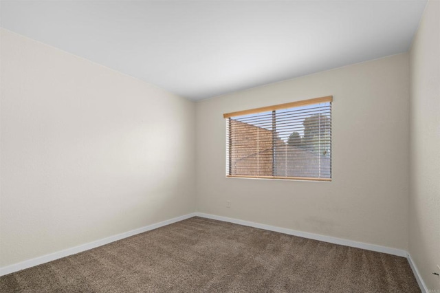 spare room featuring baseboards and carpet flooring