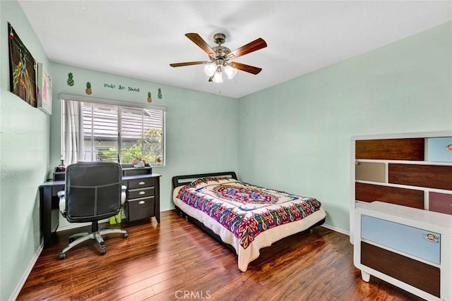 6322 E E W View Dr, Orange, CA 92869 - bedroom featuring baseboards, a ceiling fan, and wood finished floors