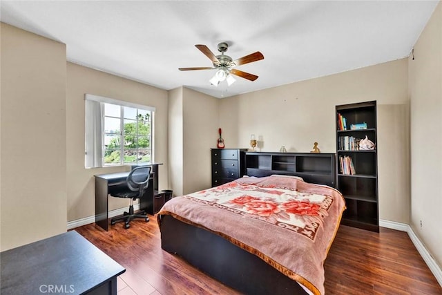 6322 E E W View Dr, Orange, CA 92869 - bedroom featuring baseboards, a ceiling fan, and wood finished floors