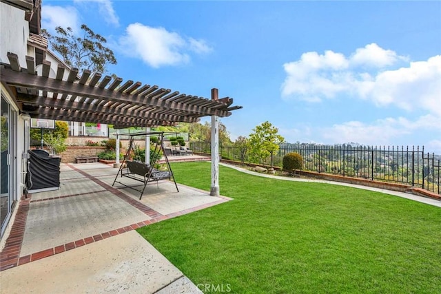 6322 E E W View Dr, Orange, CA 92869 - view of yard with a patio area, a pergola, and a fenced backyard