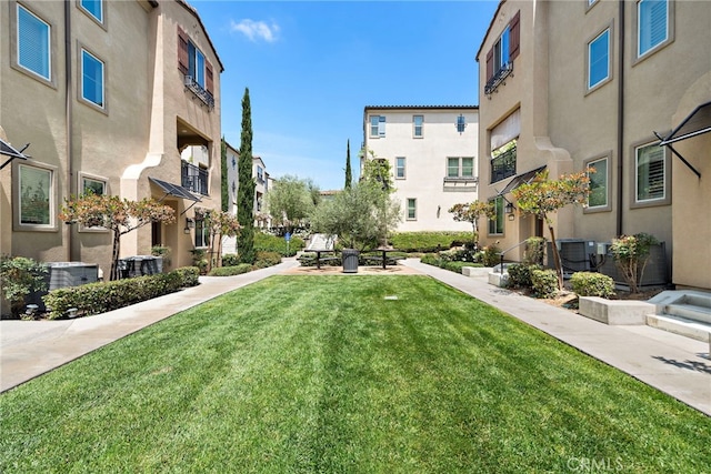 view of property's community with a yard and a residential view