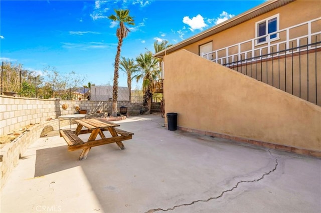 view of patio / terrace with a fenced backyard and outdoor dining space
