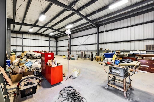 garage featuring metal wall