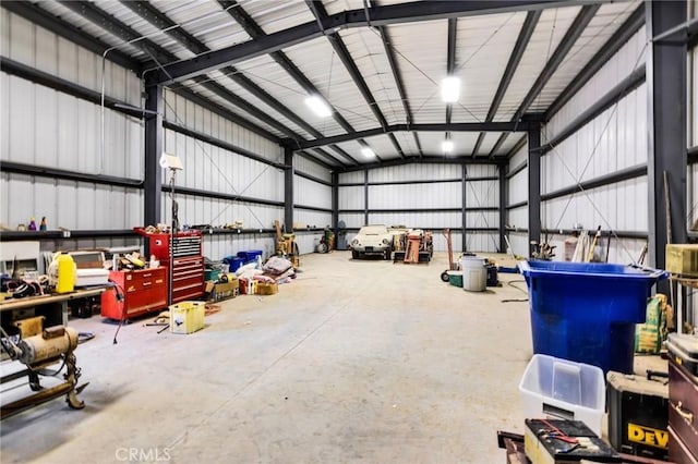 garage featuring metal wall