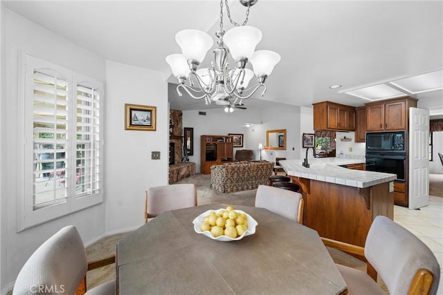 dining room with a notable chandelier