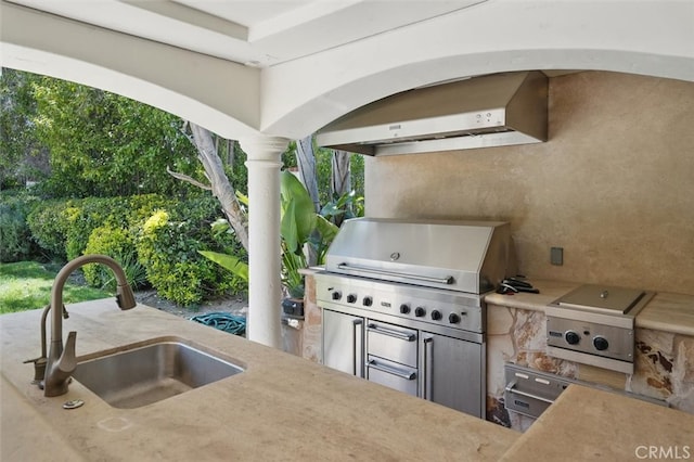 view of patio with a sink