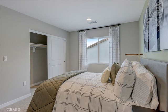30973 Avenida Ramblas, Highland, CA 92346 - bedroom featuring carpet flooring, recessed lighting, baseboards, visible vents, and a closet
