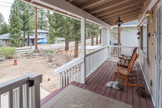 wooden deck with covered porch