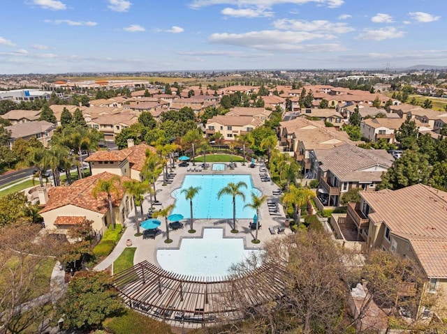 bird's eye view with a residential view