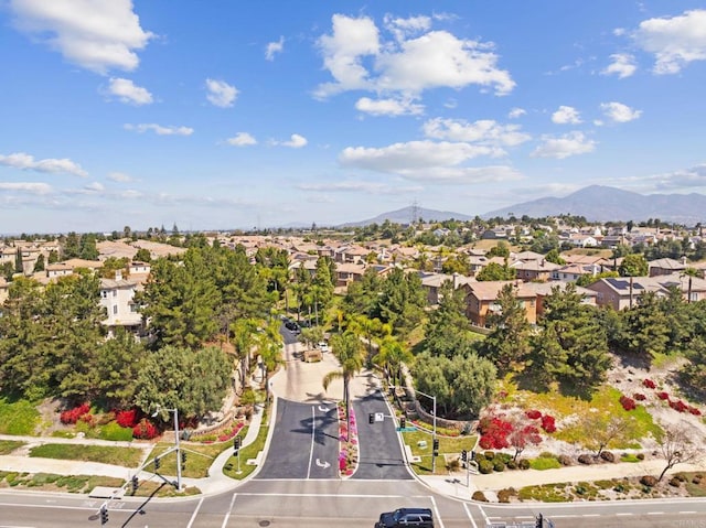 drone / aerial view with a mountain view and a residential view