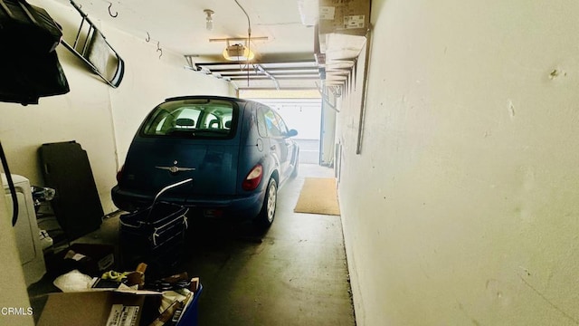 garage with a garage door opener