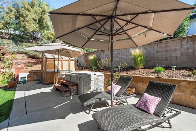 26544 Mahonia Way, Murrieta, CA 92562 - fenced backyard with a hot tub and a patio