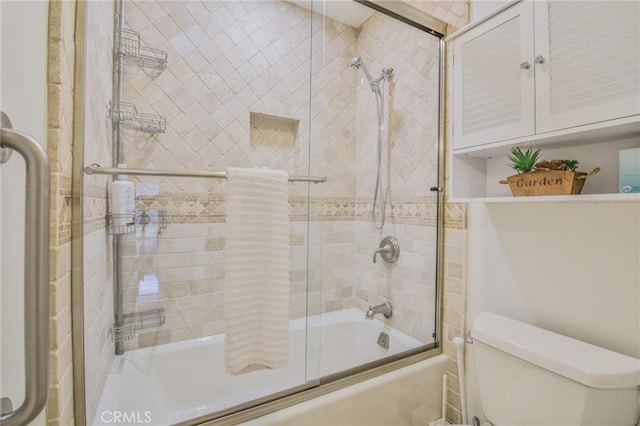 full bath featuring toilet and enclosed tub / shower combo