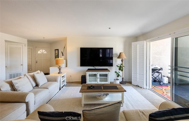 view of carpeted living area