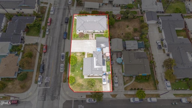 bird's eye view with a residential view