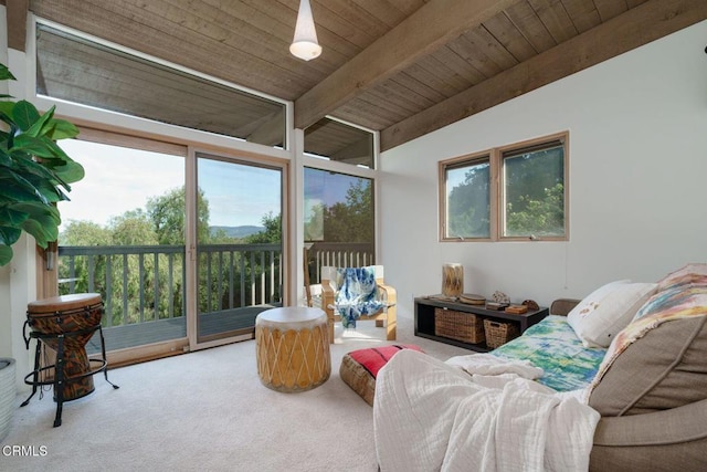 sunroom / solarium with beam ceiling