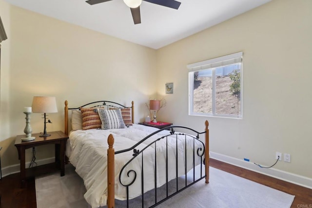944 Rainbow Crest Rd, Fallbrook, CA 92028 - bedroom featuring baseboards, wood finished floors, and a ceiling fan