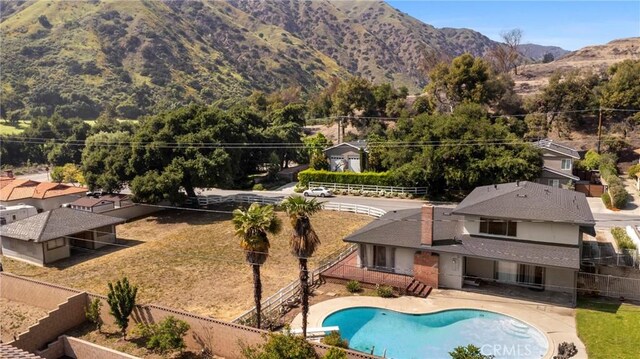 1430 Caballo Ranch Rd, San Dimas, CA 91773 - view of pool with a fenced in pool, a fenced backyard, a patio area, and a mountain view