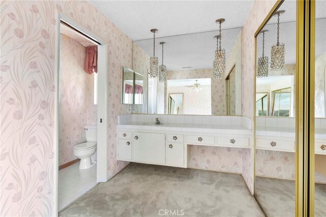 1430 Caballo Ranch Rd, San Dimas, CA 91773 - full bath with vanity, toilet, and wallpapered walls