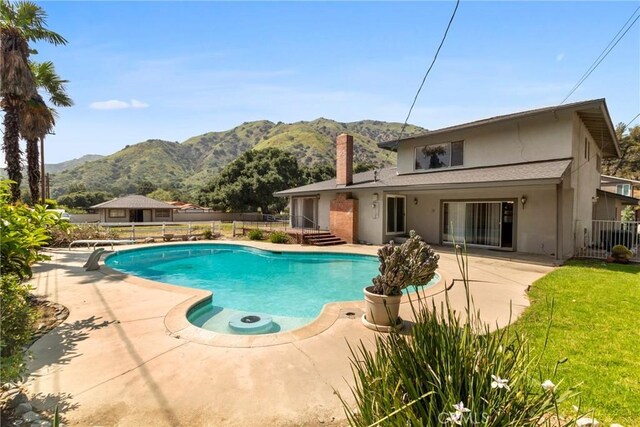 1430 Caballo Ranch Rd, San Dimas, CA 91773 - view of pool featuring fence, a fenced in pool, a mountain view, and a patio