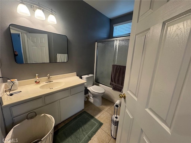 4605 Butterfield Way, Hemet, CA 92544 - bathroom featuring tile patterned floors, vanity, and combined bath / shower with glass door