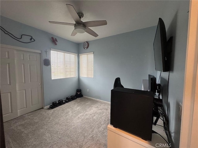 4605 Butterfield Way, Hemet, CA 92544 - carpeted bedroom with a ceiling fan and baseboards
