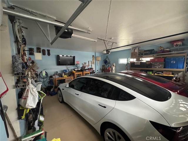 4605 Butterfield Way, Hemet, CA 92544 - garage featuring a garage door opener and a workshop area