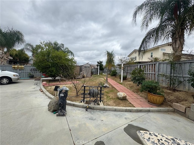 view of yard with a fenced backyard and a patio area